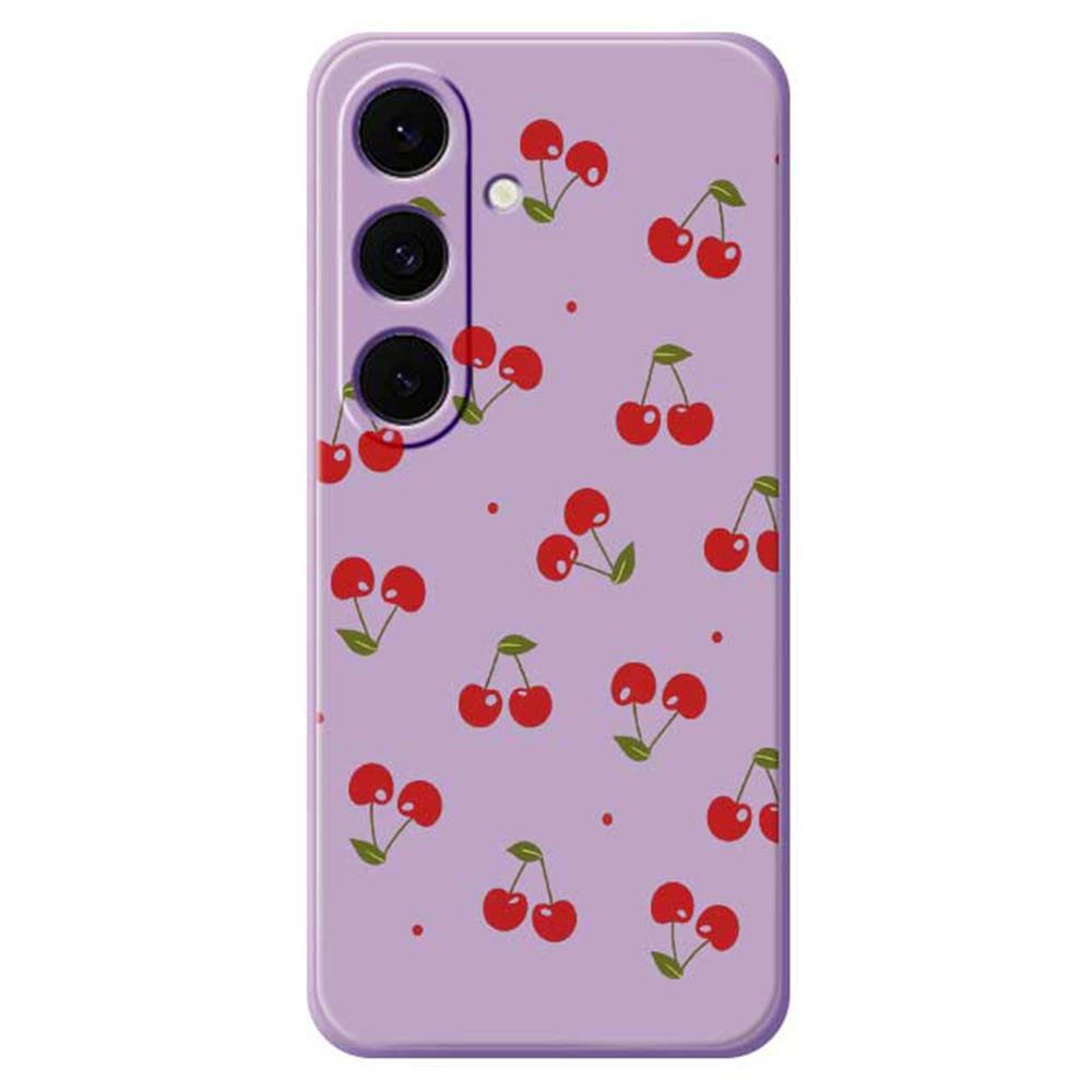 For Samsung Galaxy S25 FE Case Cherry Pattern Printing Straight Edge TPU Phone Back Cover
