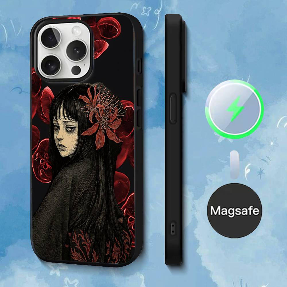 Phone Case For iPhone 17,16,15,14,13,12,11,Pro,Max,Plus,Mini,SE4,E Comics J-Junji Ito T-Tomie Magnetic Magsafe Wireless Charging