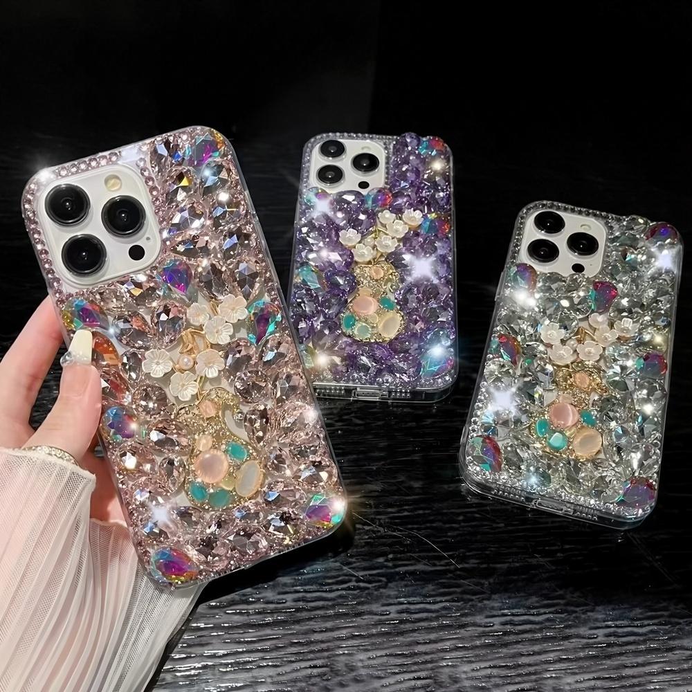 Glitter Rhinestone Phone Case For Honor X60 Pro X50i X30 X50 X40 X30i 5G Bling Crystal Floral Gem Cover