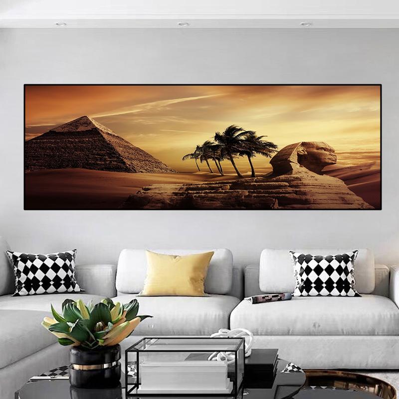 

Египетская пирамида и сфинкс, модульная картина на холсте, пейзажные постеры и принты, настенные художественные фотографии, домашний декор для гостиной, без рамки 20cm×40cm NoFrame