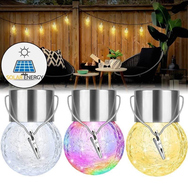 European Style Solar Glass Ball Led String Light Outdoor Crackle Ball Garden Decor Ip65