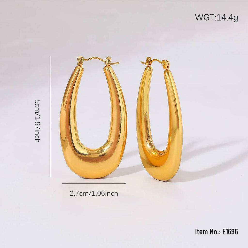 Minimalist C-Shaped Gold Stainless Steel Hollow Earrings - High-End, Versatile, Stylish Ear Studs.