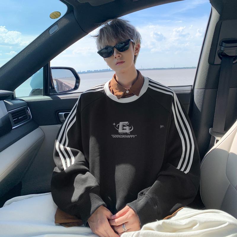 

Толстовка мужская весна и осень новая свободная молодежная студенческая универсальная круглая горловина напечатанная спортивная повседневная куртка для мужчин 5XL