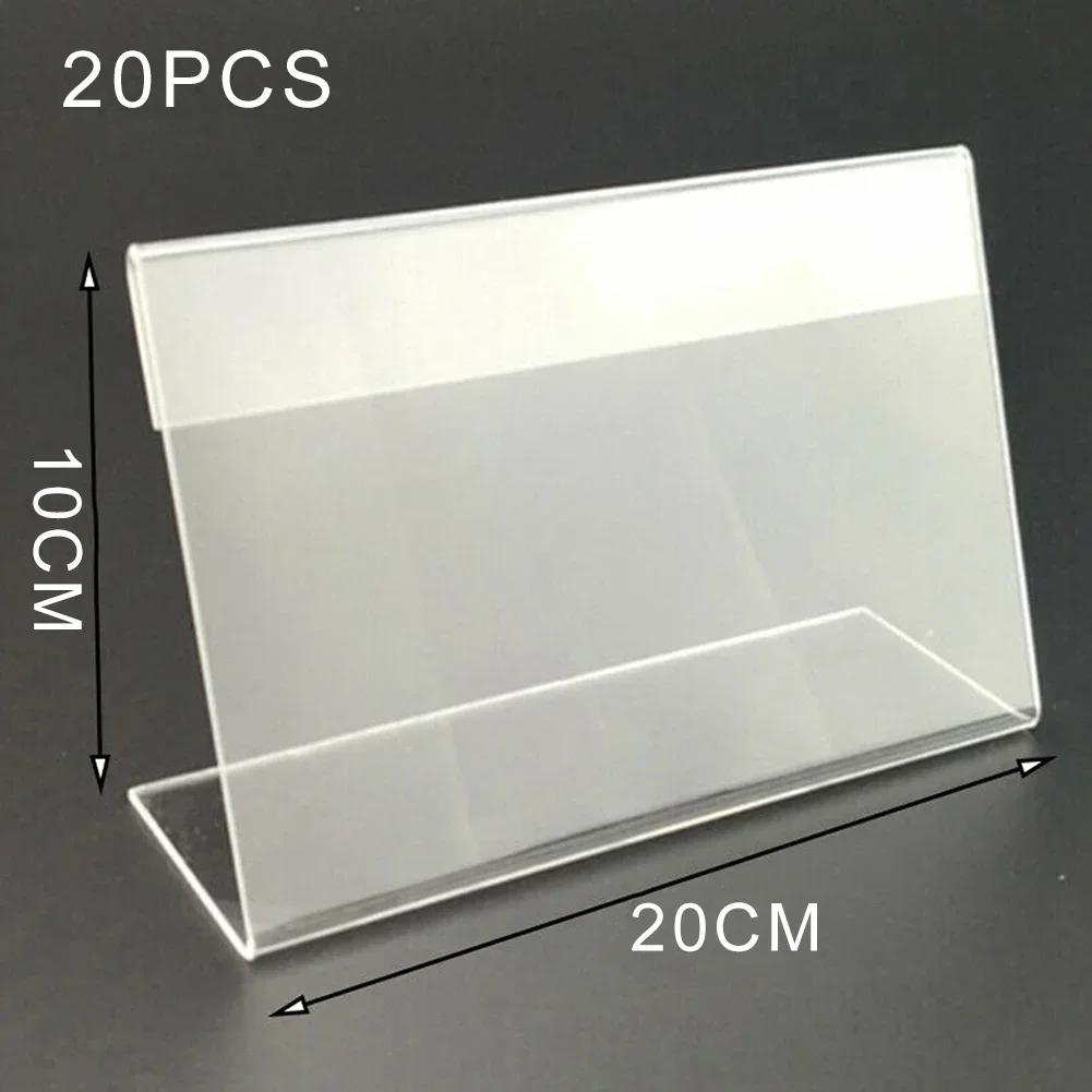 Bracket Price Tag Stand Name Card Reusable Sign Transparent Conference 20pcs For Poster Rack L Shape Label Stand Display