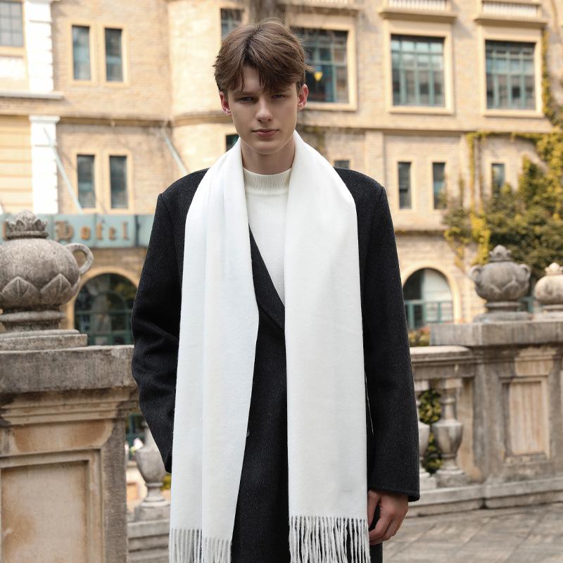 Men's Solid Color Scarf Autumn and Winter New Versatile Wool Scarf Korean Atmosphere Cashmere Scarf Women's Winter Warmth