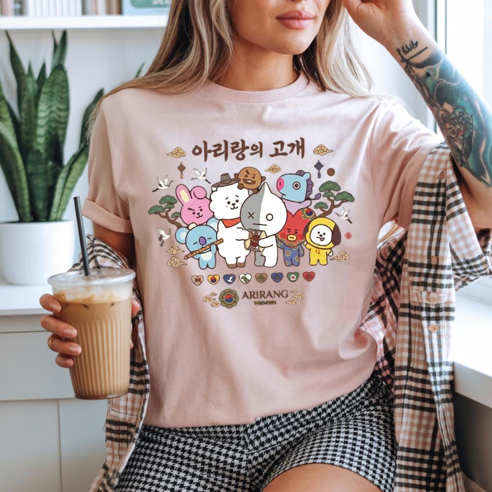 BTS BT21 Cute Graphics Unisex Shirt Kpop Korean Style 2026 Summer New Cotton Men's Women's Y2k Streetwear Tshirt Fan Gift