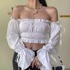 French Retro Style One-shoulder Top European American Irregular Pleated Shirt Personalized T-shirt