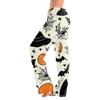 Damen Halloween Print Kordelzug Hose Lässige Lockere Passform Lounge Hose Weicher Leichter Stoff Volle Länge Pyjamahose für den Alltag
