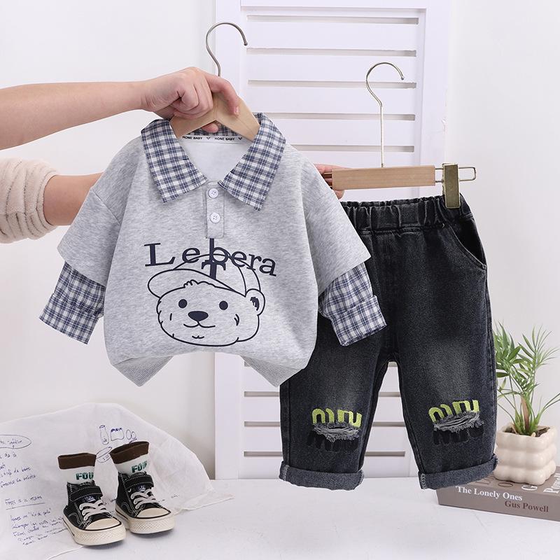

2026 Toddler & Kids Cartoon Bear Long Sleeve Autumn Set – Boys Spring/Autumn Two-Piece Outfit 80cm-120cm, Buy Multiple of 5 светло-серый