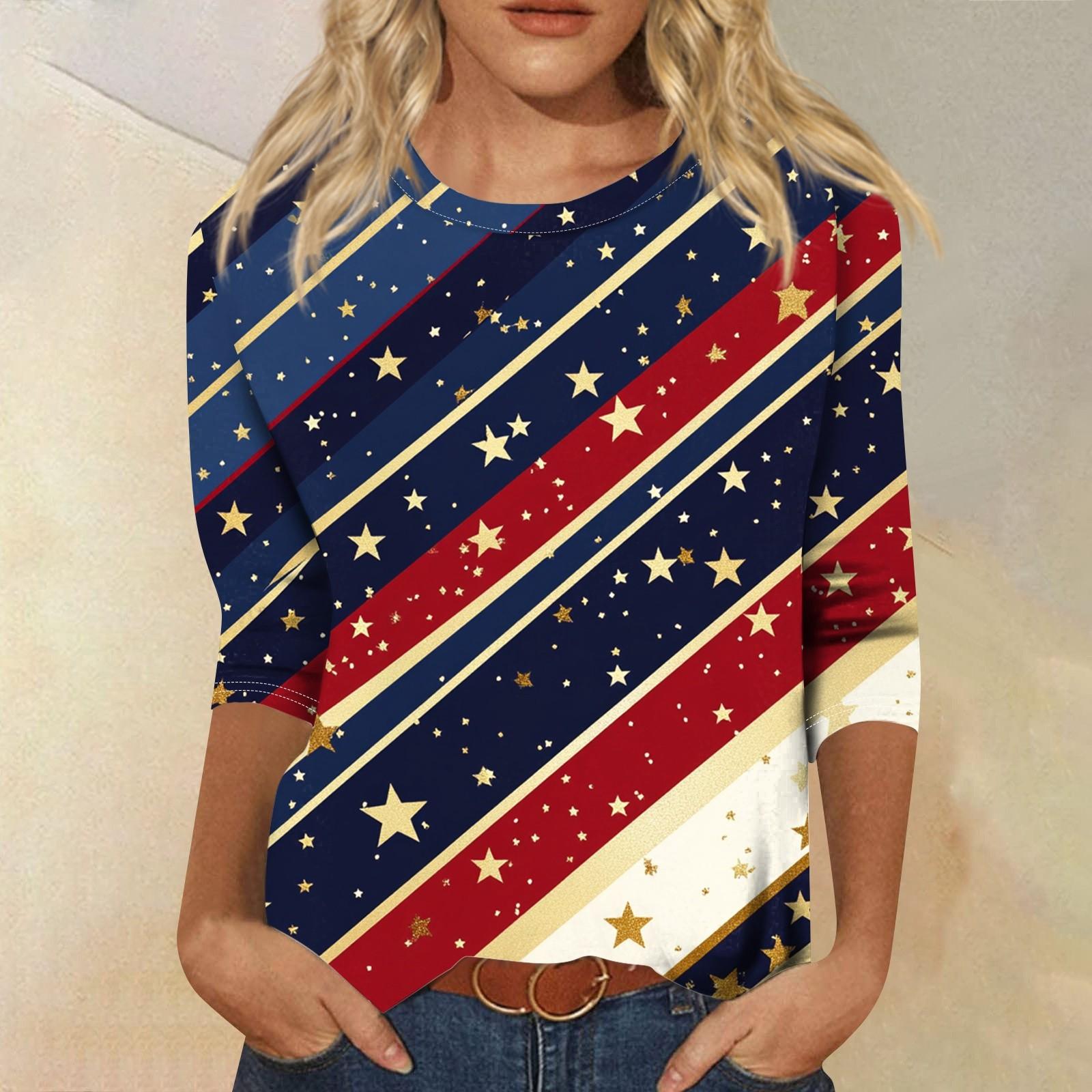 

Женская футболка Повседневная футболка с принтом «День независимости», джемпер с круглым вырезом XXXXL