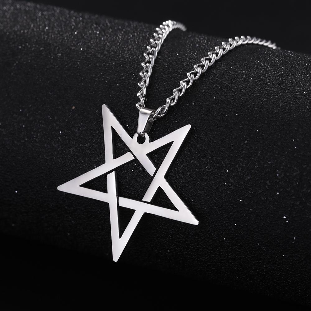 Dawapara Inverted Pentacle Necklace Gothic Pentagram Pendant Occult Amulet Witchcraft Stainless Steel Jewelry