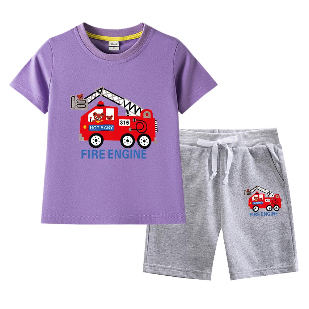 Boys' Summer 2023 Loose Short-Sleeve Shorts Two-Piece Set for Kids
