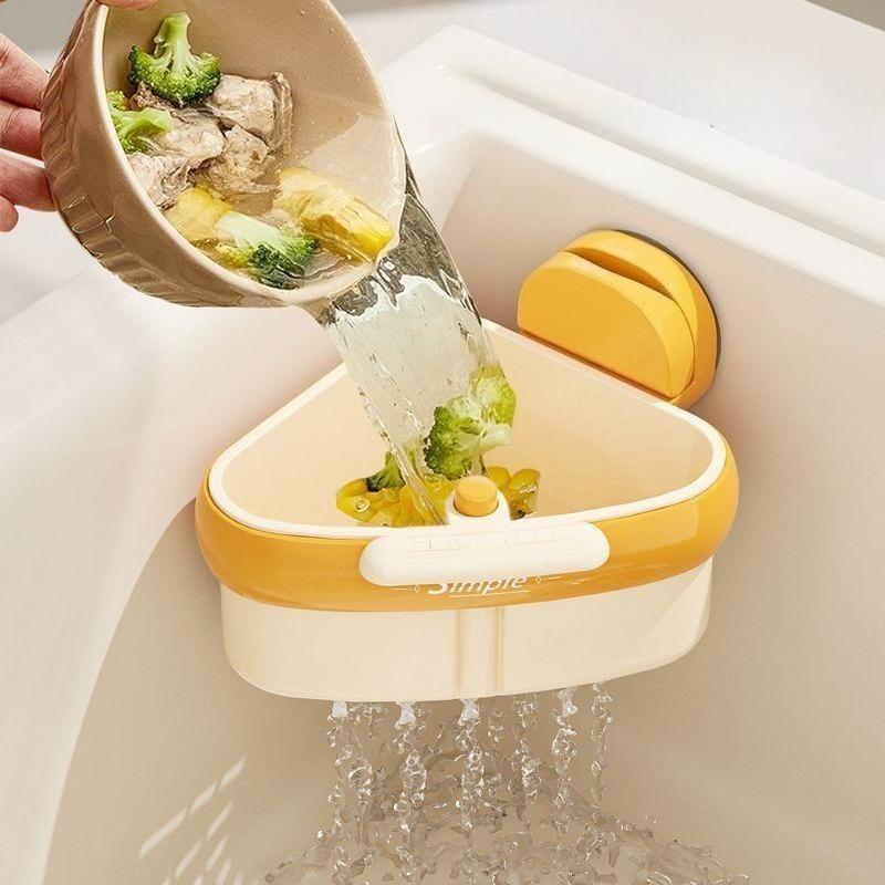 Filter Basket Suction Cup Sink Strainer Basket  Hands Food Residue Filter Dry - Wet Separation Kitchen Storage Organizer