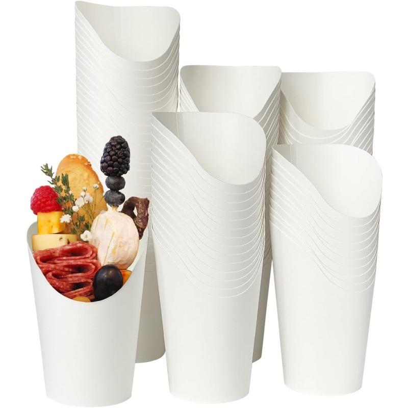 

50/100 шт. Одноразовый бумажный стаканчик для картофеля фри из крафт-бумаги, стаканчики для закусок, десертов, кейк-попсов, попкорна, для вечеринок, DIY, товары для выпечки 50PCS белый