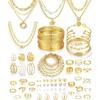 17 MILE 78 Pieces Gold Jewelry Set for Women, 9 Necklace, 24 Bangle Bracelet, 22 Earrings, 23 Knuckle Rings Gold Plated Jewerly Set for Women Gift