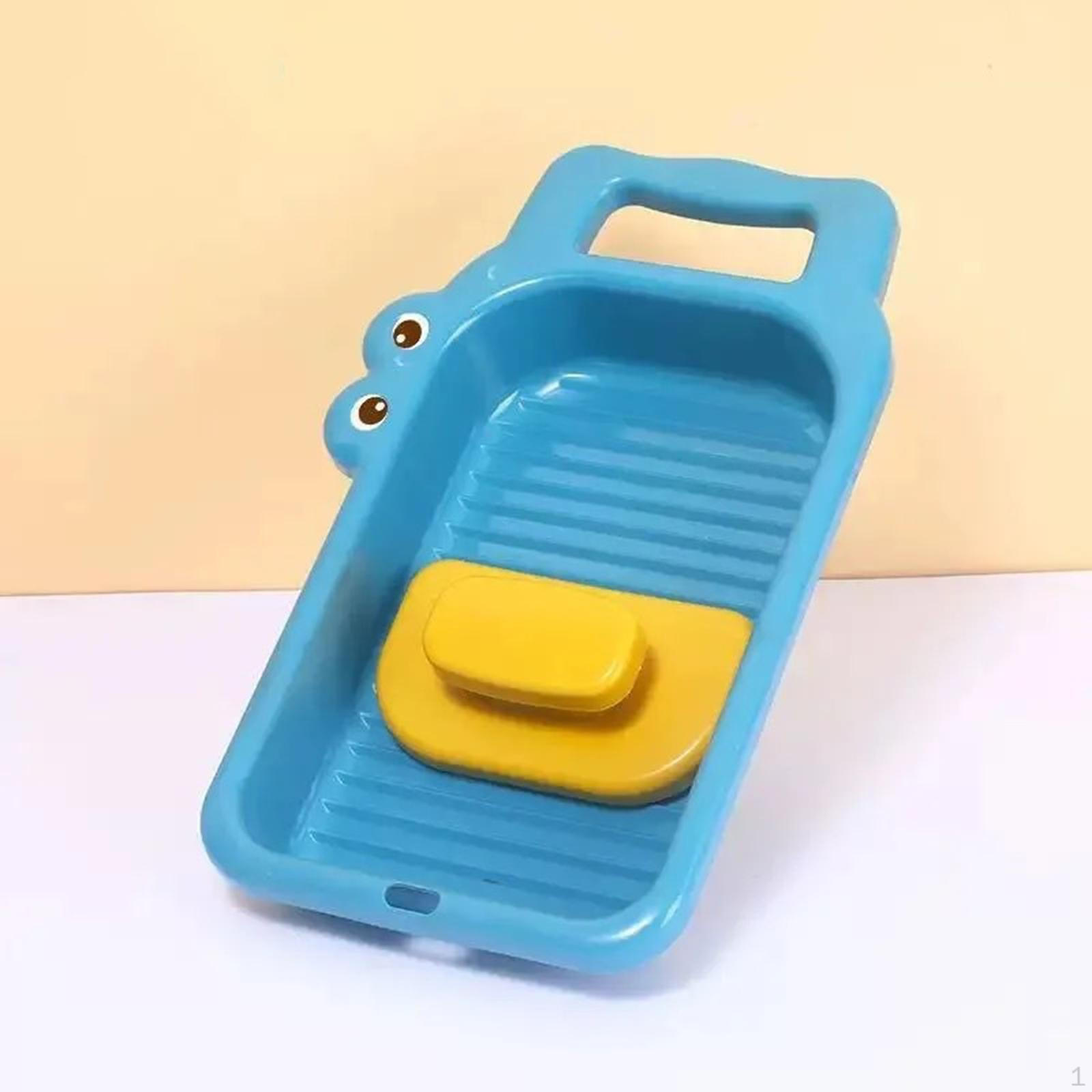 

Мини стиральная доска Крокодил противоскользящая удобная компактная ванночка для стирки синий