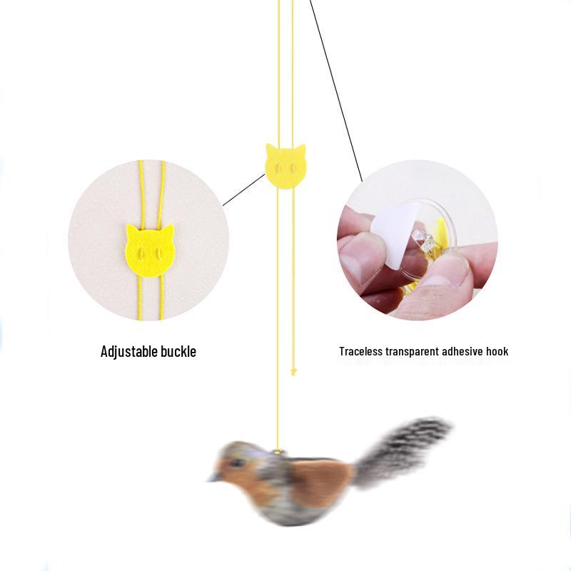 Chirping Bird Cat Teaser: Bite-Resistant, Feathered, Self-Play Toy for Boredom Relief