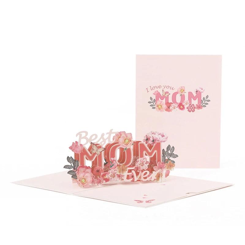 1pc-Mothers Day 3D Pop Up Bouquet Greeting Card Creative Flowers In Hand To Thank The Blessing Card for Birthday Wedding Gift