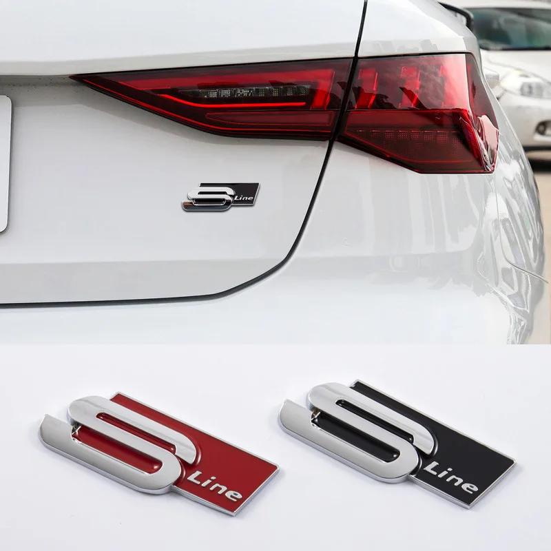 3D Big Metal Black Sline Logo S Line Emblem Car Badge For  dgrb6 A1 A3 A4 A5 A6 Q2 Q5 Q7 Q3 S3 S4 S6 TT S Line Sticker Accrssorie