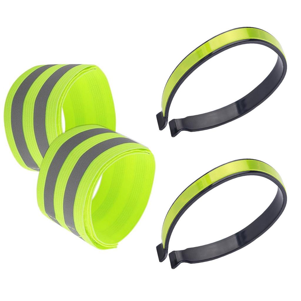 4pcs Reflective Bicycles Wide Pant Clip Sports Running Waist Ankle Belt Cycling Accessories