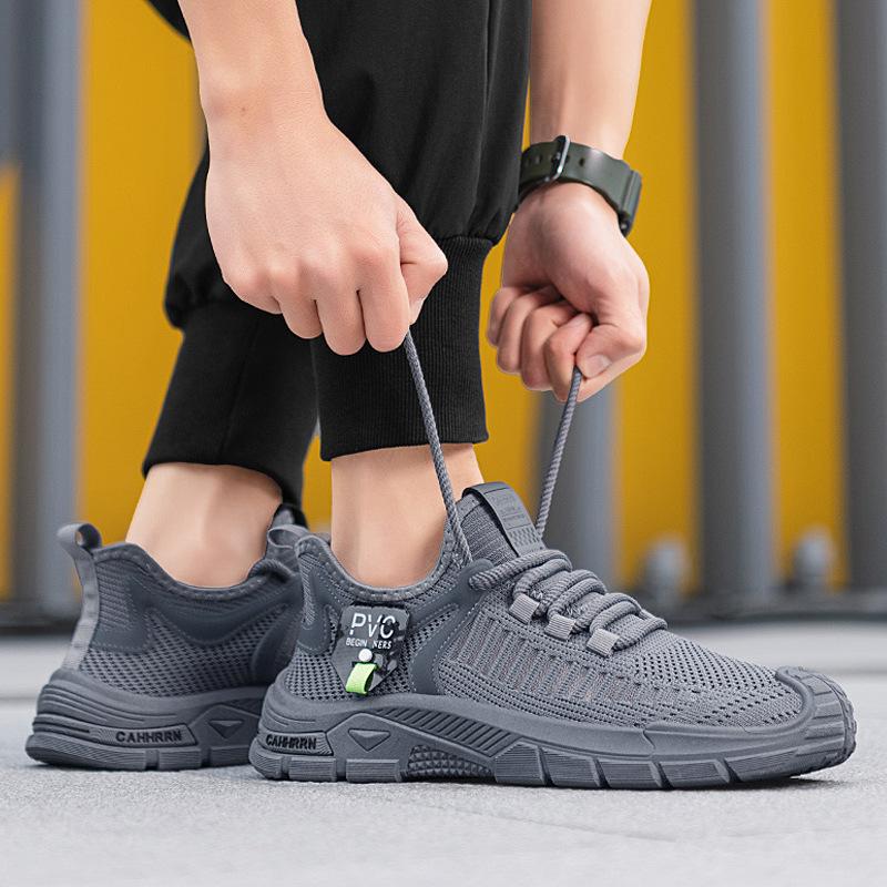 

Summer men s shoes mesh breathable hollow large mesh sports leisure thick sole light non-slip wear-resistant youth mesh shoes 44 серый