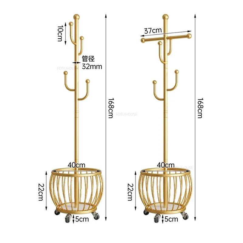 Modern Bedroom Coat Racks Floor Hanger Light Luxury Wrought Iron Living Room Removable Dirty Clothes Basket Simple Storage Rack