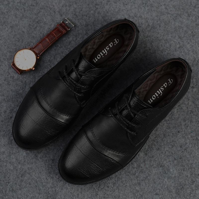 Men's Shoes Men's Business Dress Leather Shoes Men's Cowhide Trend Soft-soled Casual Shoes Men's Foreign Trade Large Size Small Leather Shoes