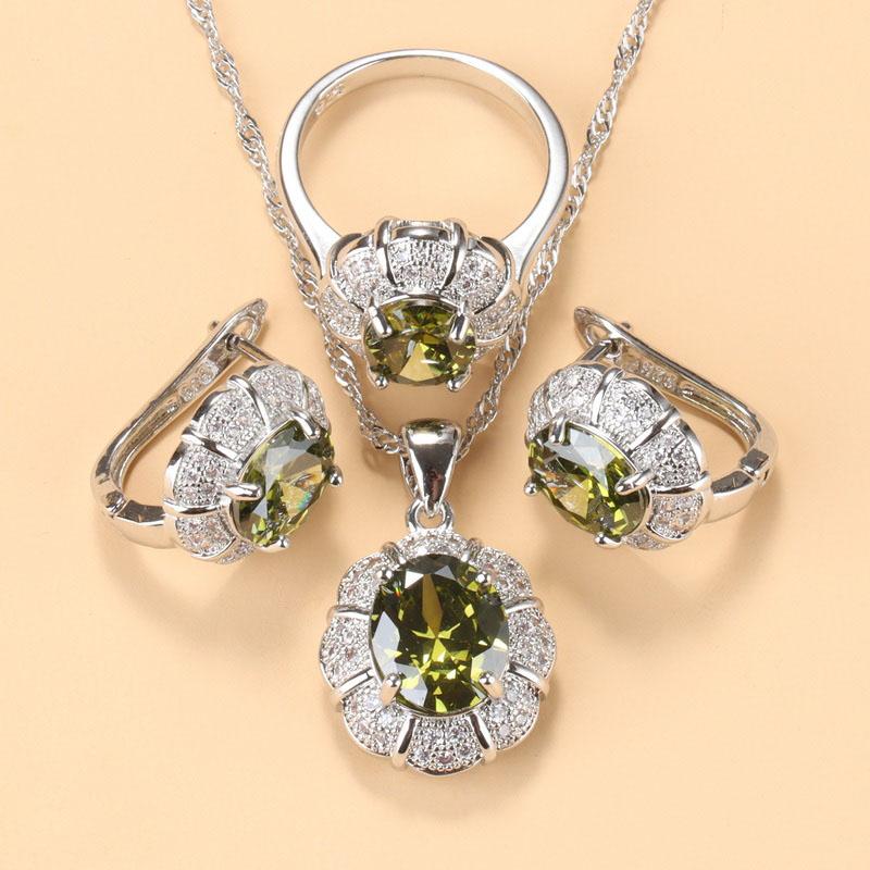 Elegant Women Magic Zirconia Jewelry Luxury Wedding Ring Set Ring Clip Earrings Necklace And Pendant