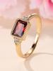 Trendy Red Zircon Squarel Crystal Vintage Gold Color Wedding Bands Engagement Rings For Women Men Minimalist Jewelry