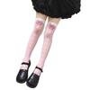 Calze rosa da principessa Lolita sopra il ginocchio con stampa fiocco d'amore calze da ragazza estive sottili per festa appuntamento cosplay
