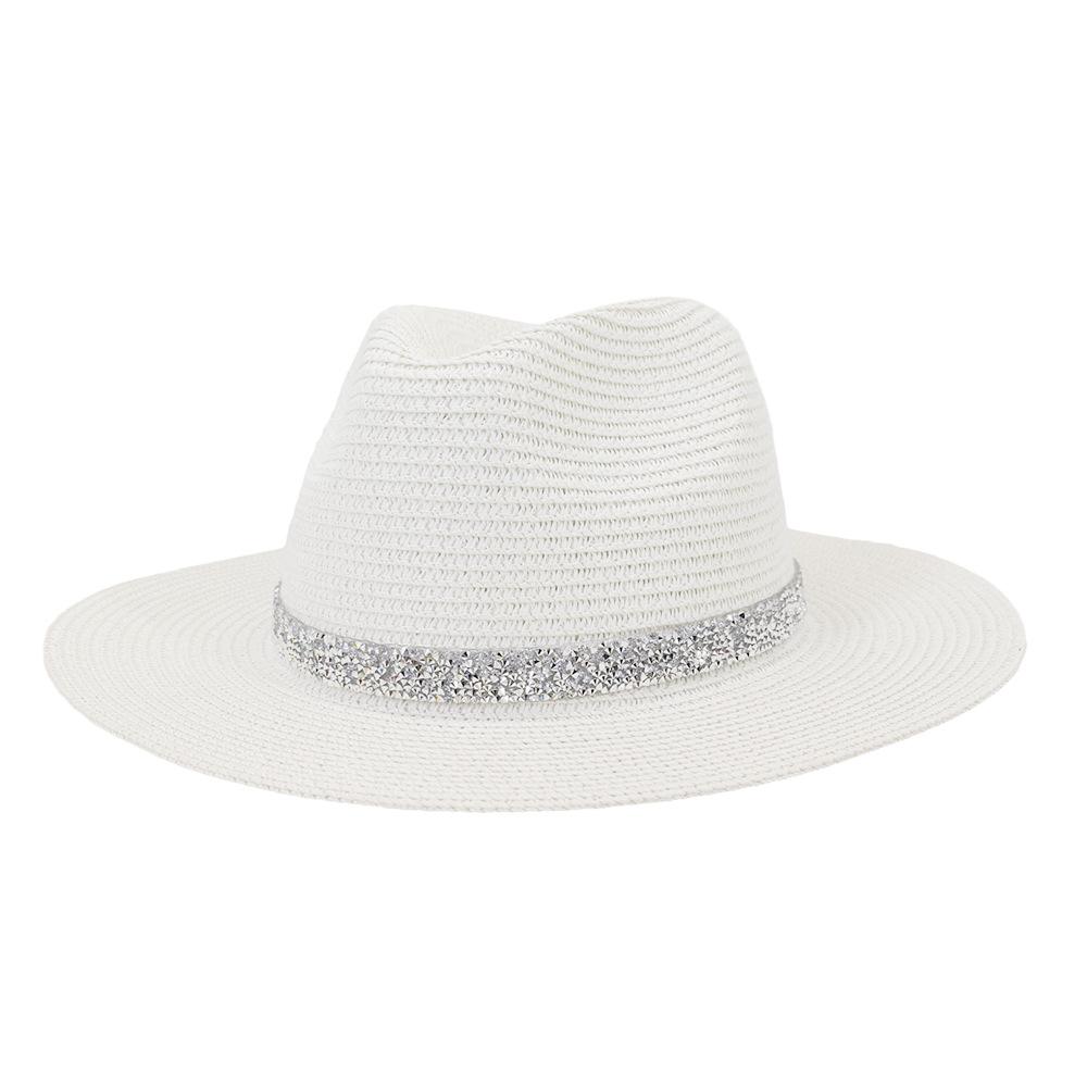 White Women Sun Hat Summer Wide Brim StrawTravel Beach Hats Big Size 60CM New Jazz Trilby Cap Chapeu Feminino Praia