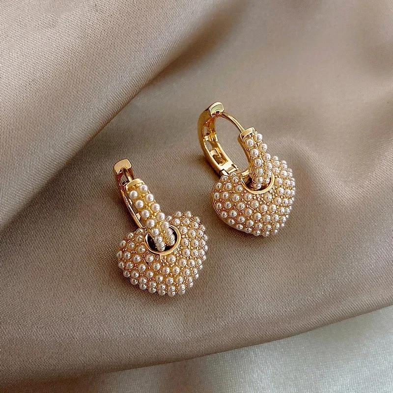 Orecchini Francesi di Lusso Leggero Geometria Creativa Amore Perla Rotonda Stile Semplice e Carino Strumento… Altro