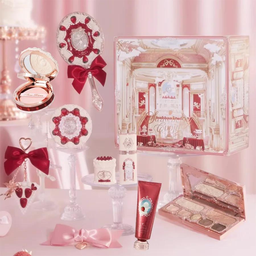 Flower Knows Strawberry Cupid Box Collection Make Up Sets Cosmetics Full Set Palette Pressed Powder Blush Lipstick Gift Box