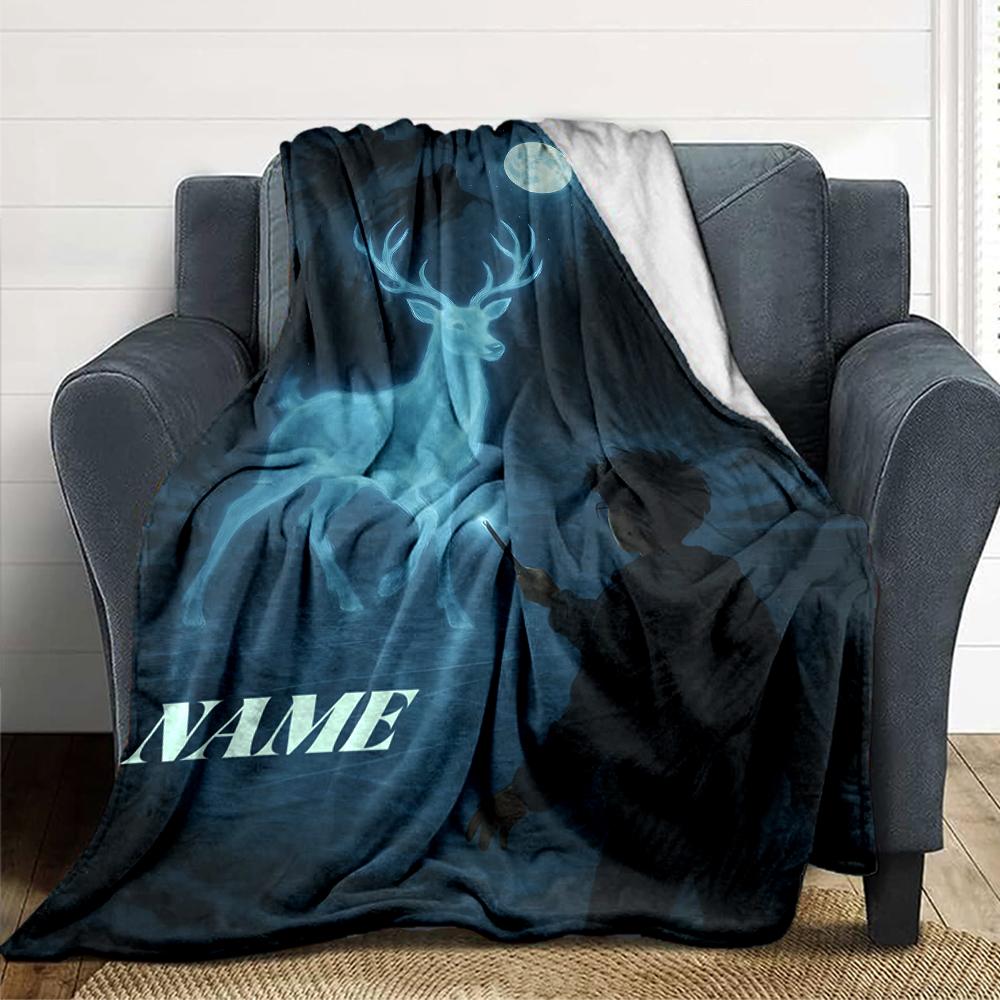 Custom Name Hogwarts Crest blanket for Couch & Bed, Plush Cozy Fuzzy Blanket Super Soft & Warm Blankets for Fall and Winter. 0908112