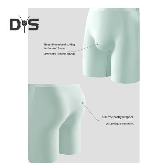 Men Boxer Underwear Elastic Mid-Waist Design Breathable Summer Ice Silk Shorts Panties Solid Color U-Convex Seamless Panties