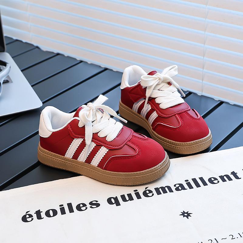 Children's Board Shoes Tide Brand 2025 Spring and Autumn New Korean Version of Boys and Girls Velcro German Training Shoes Red Sports Shoes