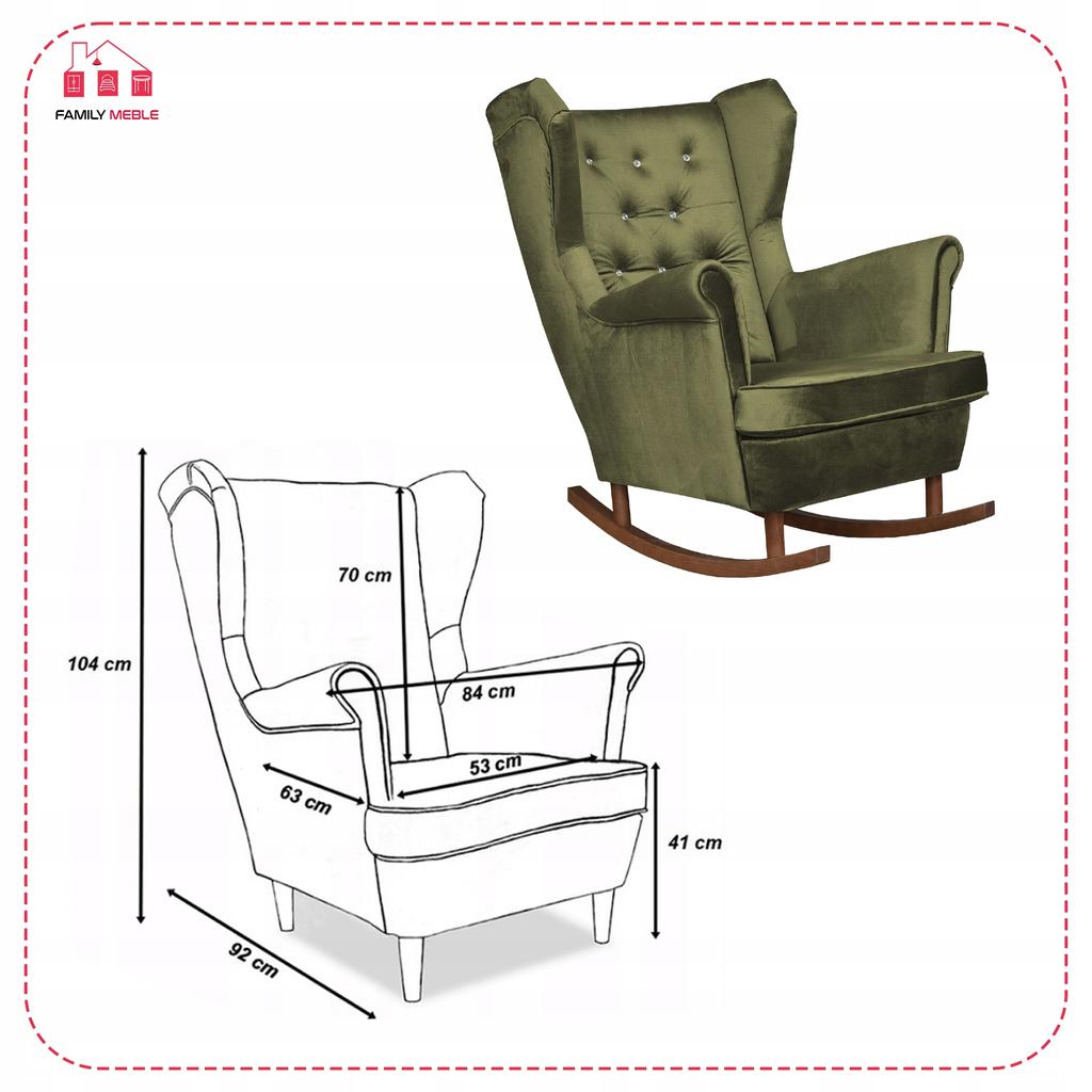 Diana Rocking Chair, Scandinavian, Family Meble, Olive Green