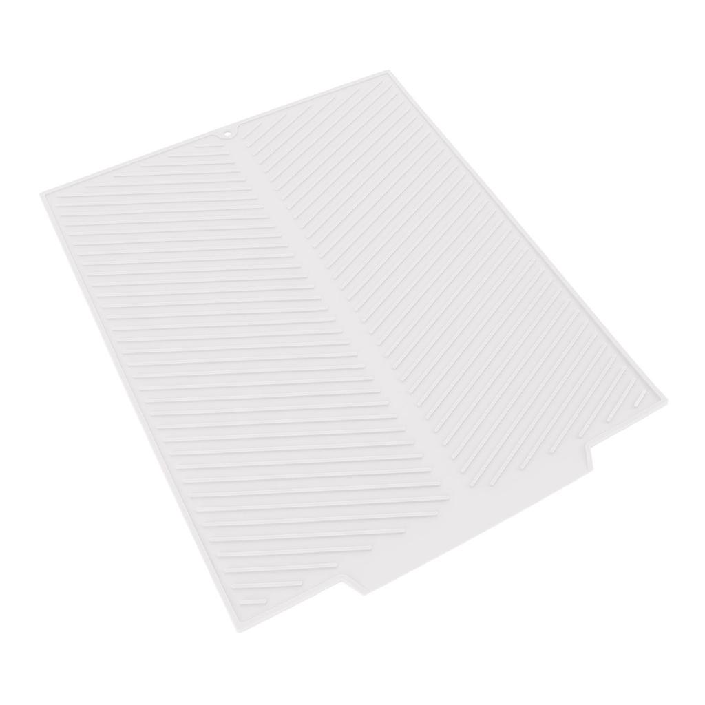 Silicone Dish Drying Mat 485x405mm Heat Resistant Non Slip Kitchen Counter Drain Pad for Home White