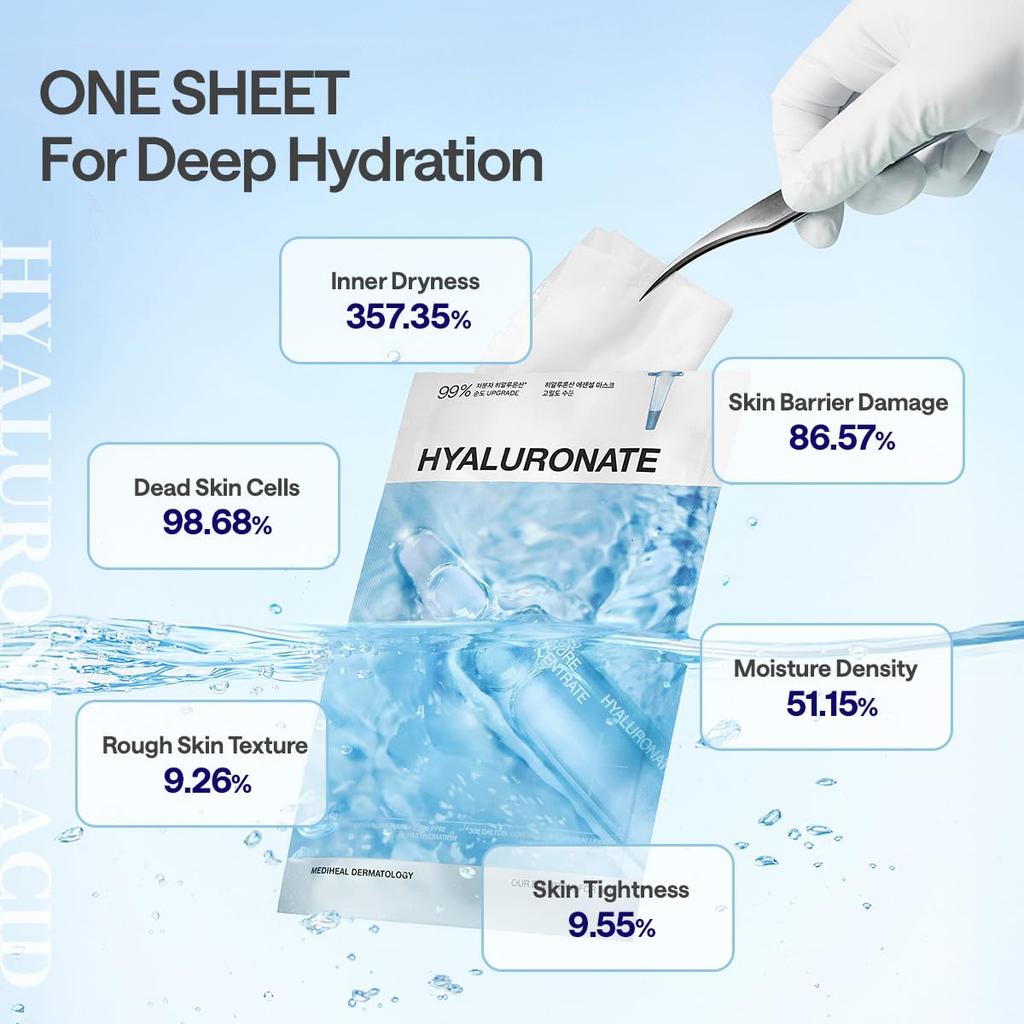 Mediheal Essential Mask Pack 10 Sheets Select One from 7 Types (MADECASSOSIDE, TEATREE, COLLAGEN, HYALURONATE, VITAMIN C, CERAMIDE, PDRN)