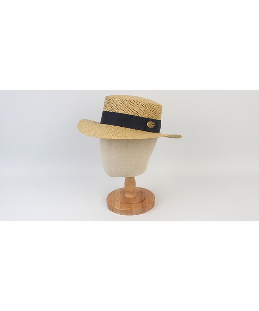 Beige Navy Line Panama Hat