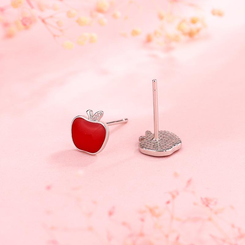 Mori Minimalistische Rote Epoxid-Apfel-Ohrstecker - Süße, Vielseitige Stecker für Weihnachten