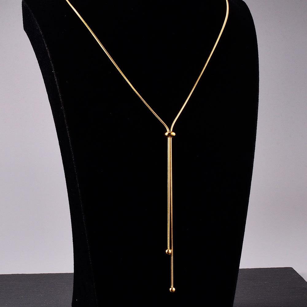 Pulling Sweater Chain Long Style, High-End Feel Snake Bone Chain Simple And Non Fading Necklace For Women, Light Luxury, Niche