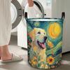 1pc Laundry Basket, Cute Dog And Flower Field Print Dirty Clothes Basket with Handle, Suitable for Storing Clothes And Toys, Made of Polyester, Laundr