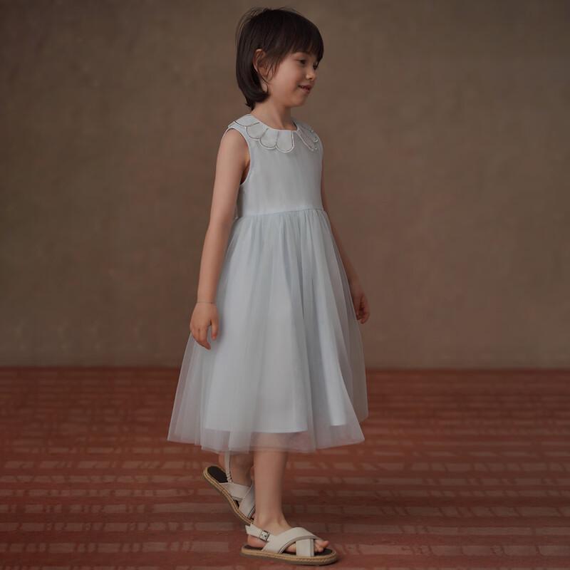 Hacikis Girls' Summer Petal Collar Princess Vest Dress