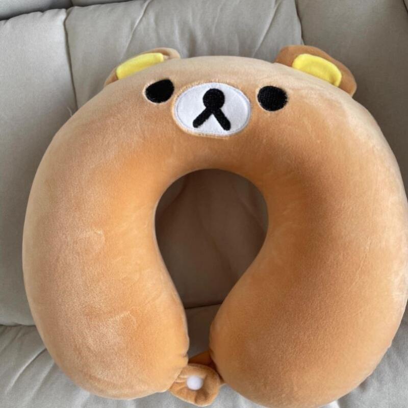 Rilakkuma Plush U Neck Pillow Soft Filling Travel Office Nap Airplane Trip Car Rest Cartoon Portable Sleeping Present