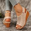 Fashion Hollow Out Wedge Heel Sandals for Women Summer 2025 Fashion Peep Toe Platform Sandalias Mujer Comfortable Non Slip Beach Shoes