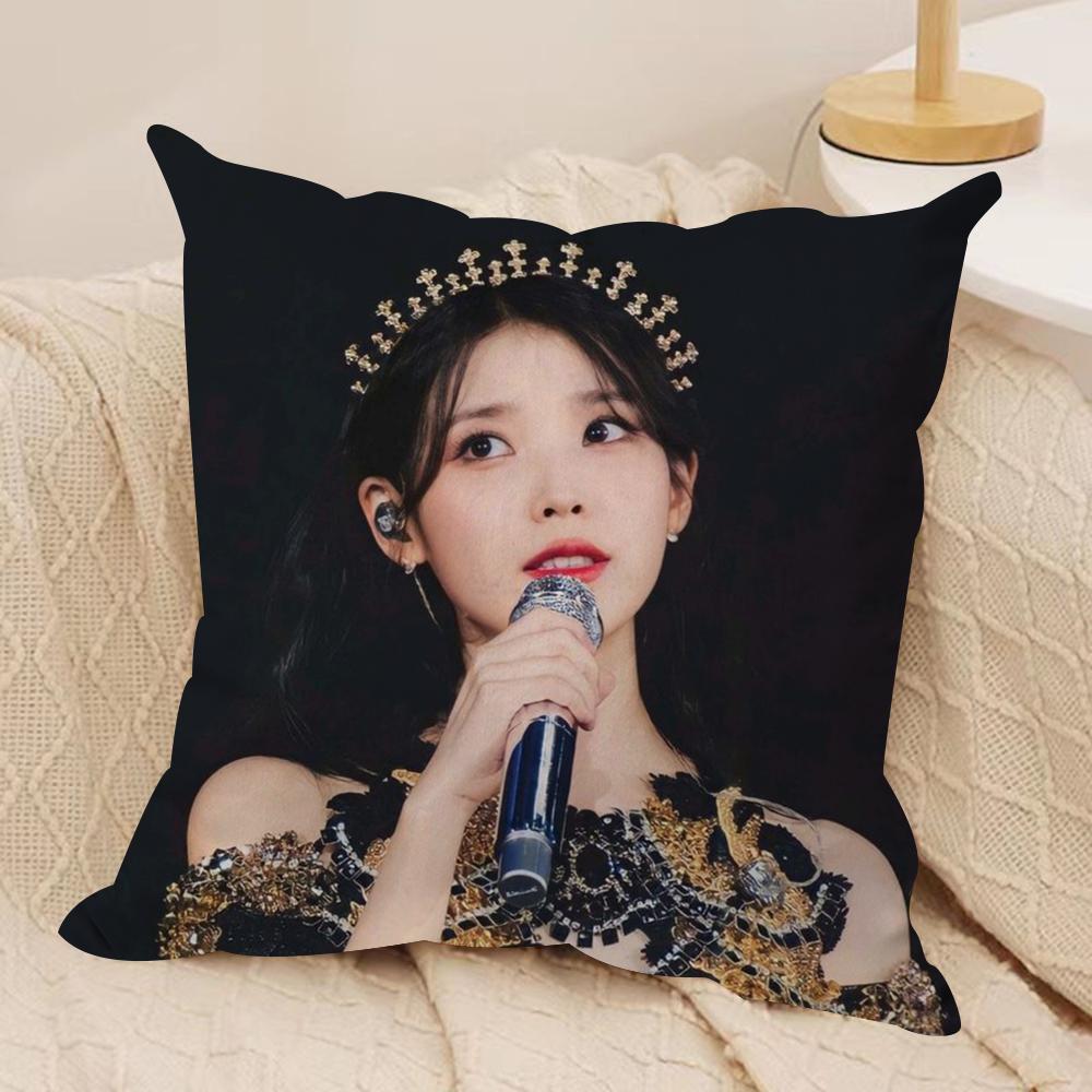Korean Lee Ji Eun IIU Cushion Cover Silky Short Plush DoubleSided Printed Pillow Case for Sofa All Seasons Home Decor Gift