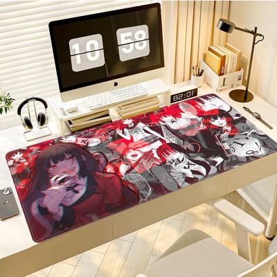 Gaming Mouse Pad Large Desk Mat Antislip Stitched Edges Red Black Anime Girl Print Keyboard Pad for Office Gaming