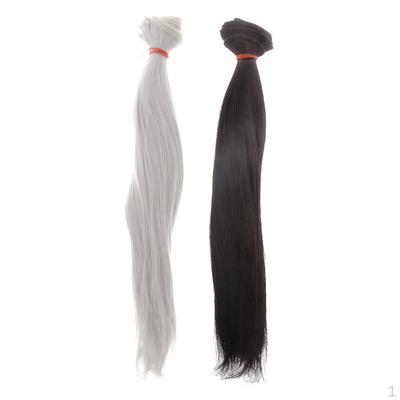 2 Pieces Doll Long Straight Wig Hair for 1/3 1/4 1/6 BJD DIY Supplies Parts