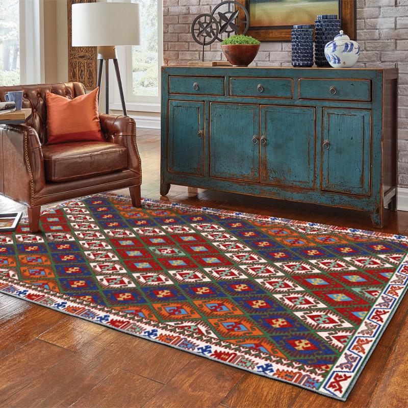 Ethnic Style Non-Slip Floor Mat - Dustproof, Stain & Wear Resistant for Hallway, Living Room, Bedroom, Entrance, Study; Easy Care.